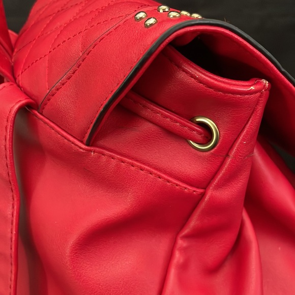 V 1969 Italia Red Leather Quilted Studded Adjustable Backpack Purse Bag main image 6